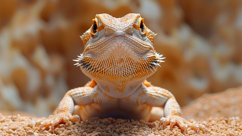 A bearded dragon enjoying the perfect humidity bliss in its terrarium