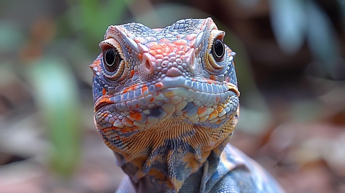 Lizard at the vet poised for its health check-up