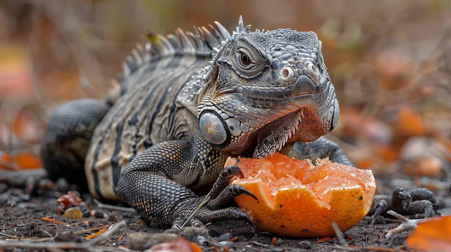 List of safe iguana foods including leafy greens and fruits
